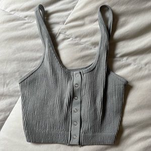 Aerie Button-Up Sports Bra in Gray